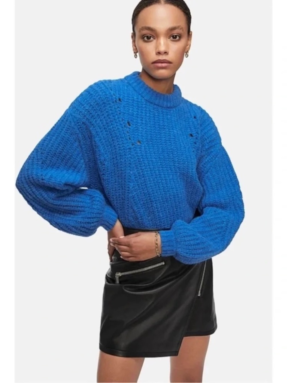 Anine Bing Alpaca Blend Jolie Knit Sweater in Electric Blue
